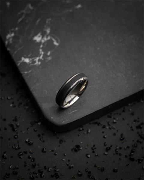 6 mm Silber Titanring mit geschmiedetem Karbon - Rota Light Carbon